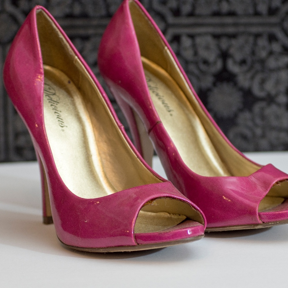 Open Toe Patent Pink Delicious Heels